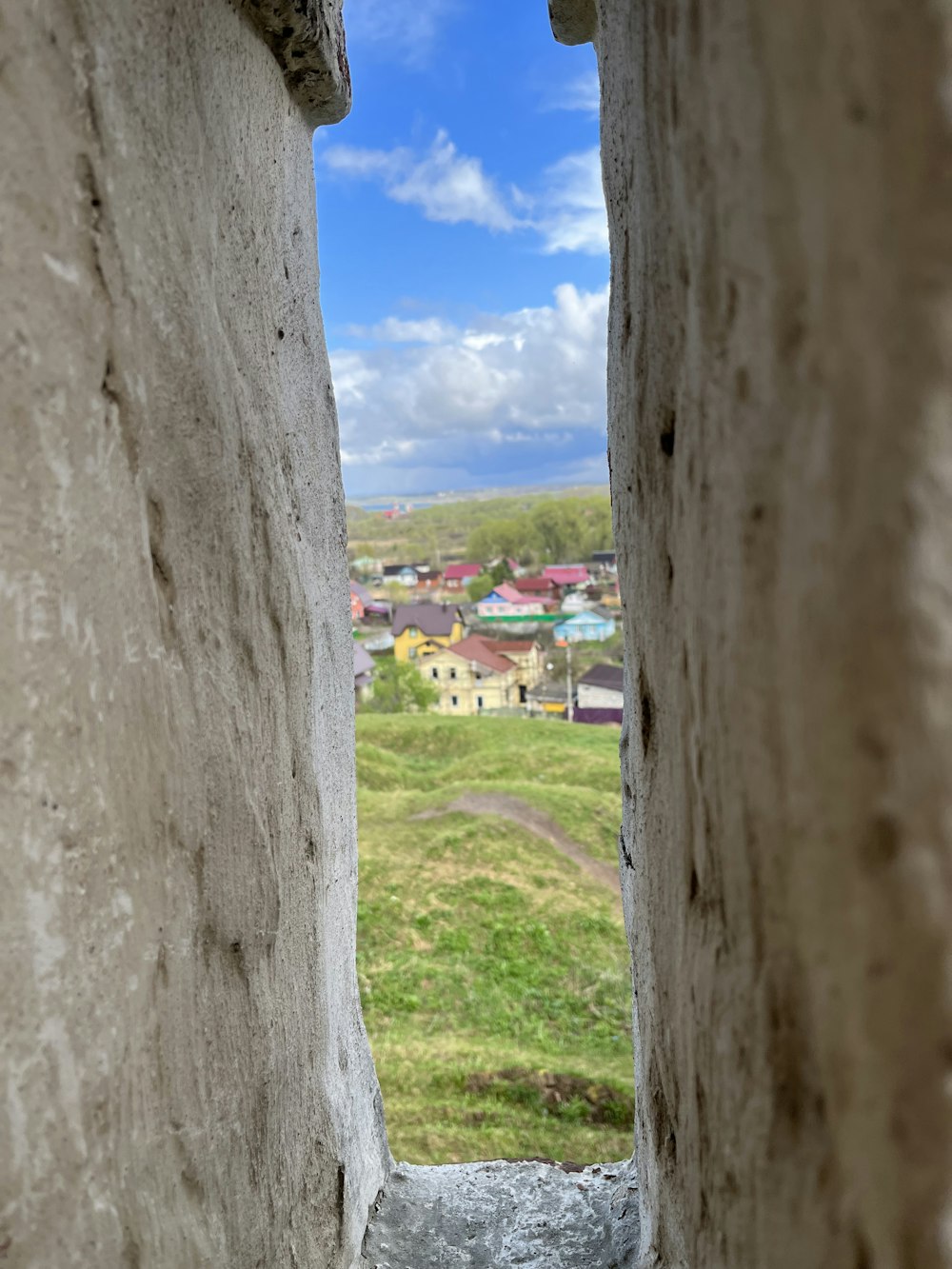 a view of a town from a window