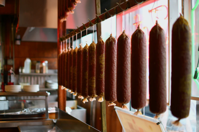 Row of house-made sausages