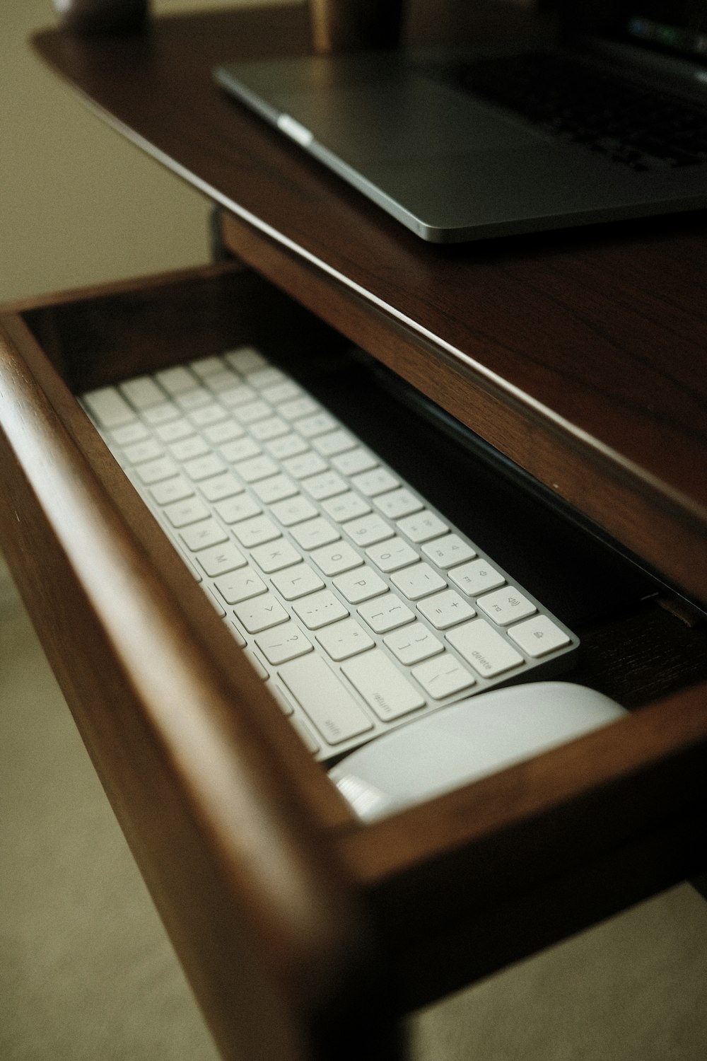 a keyboard on a desk