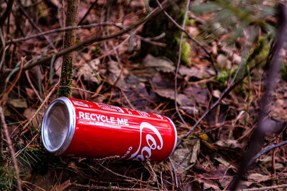 coca cola can trash on mountain biking trail
