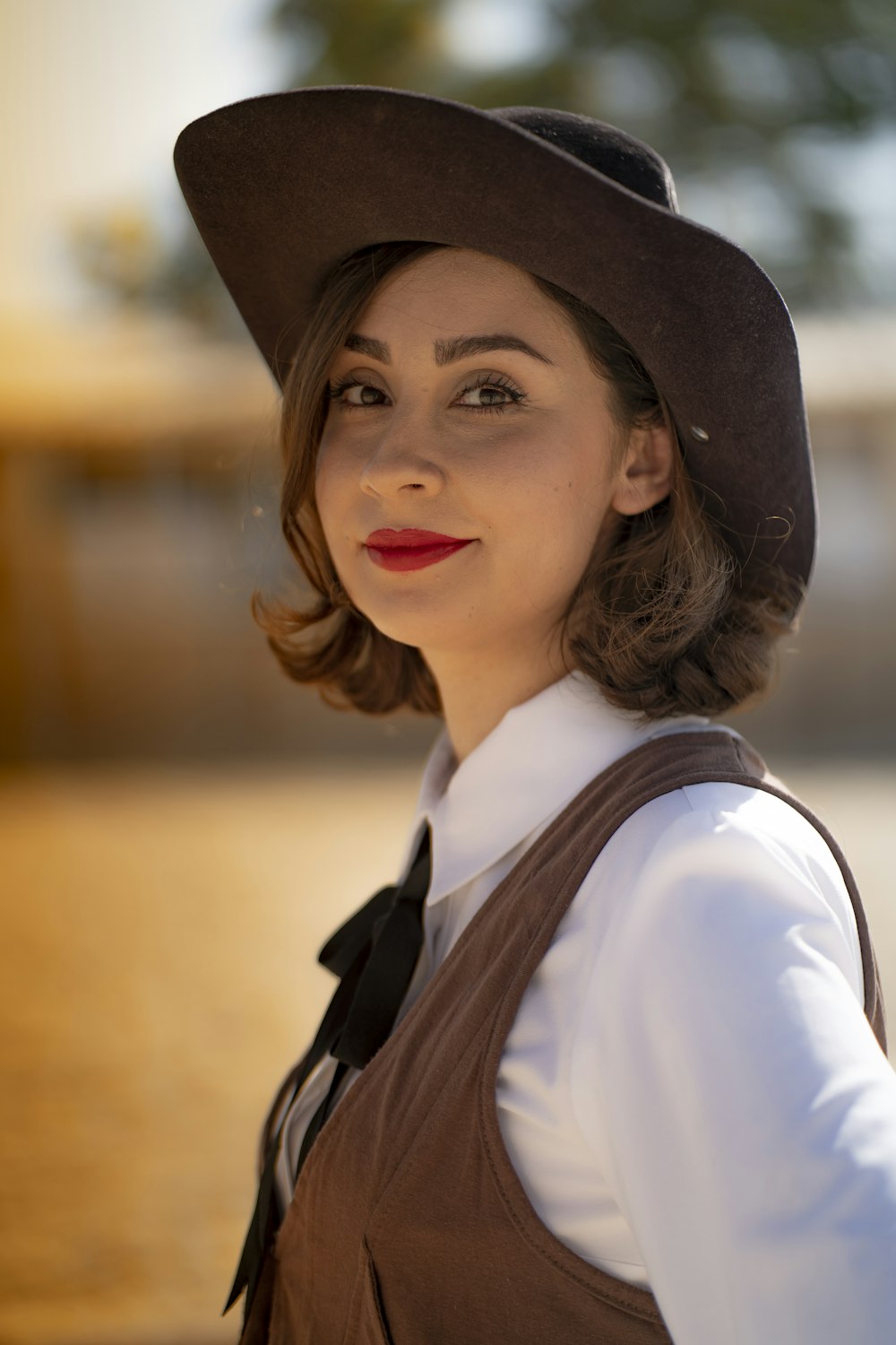 a woman wearing a hat