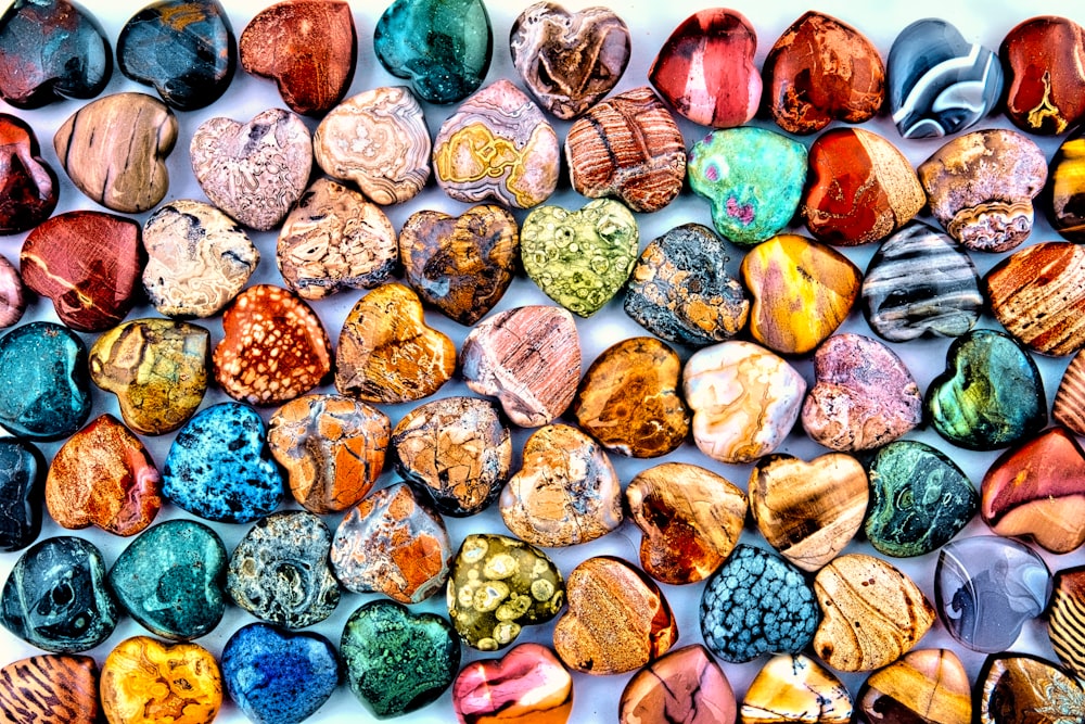 a pile of colorful rocks