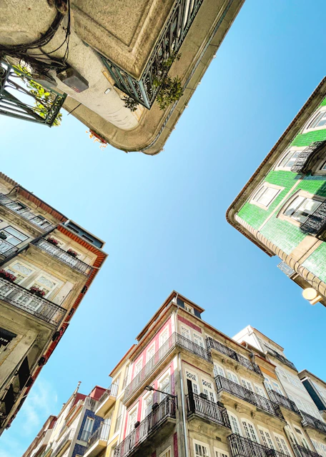 a group of buildings with a sign