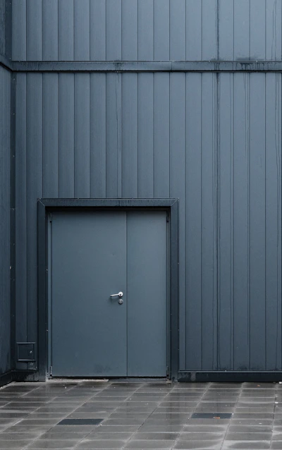 a grey metal door
