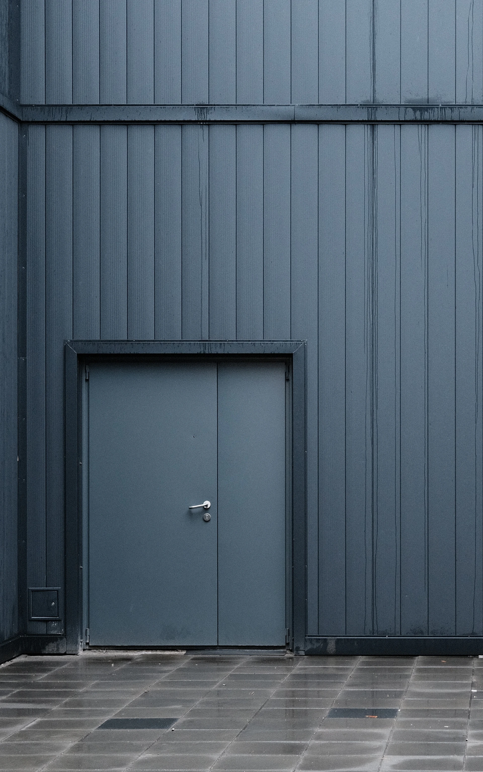 a grey metal door