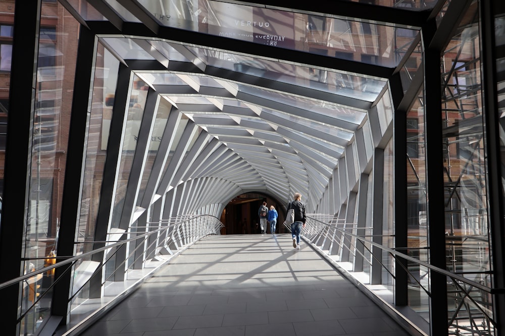 people walking down a flight of stairs