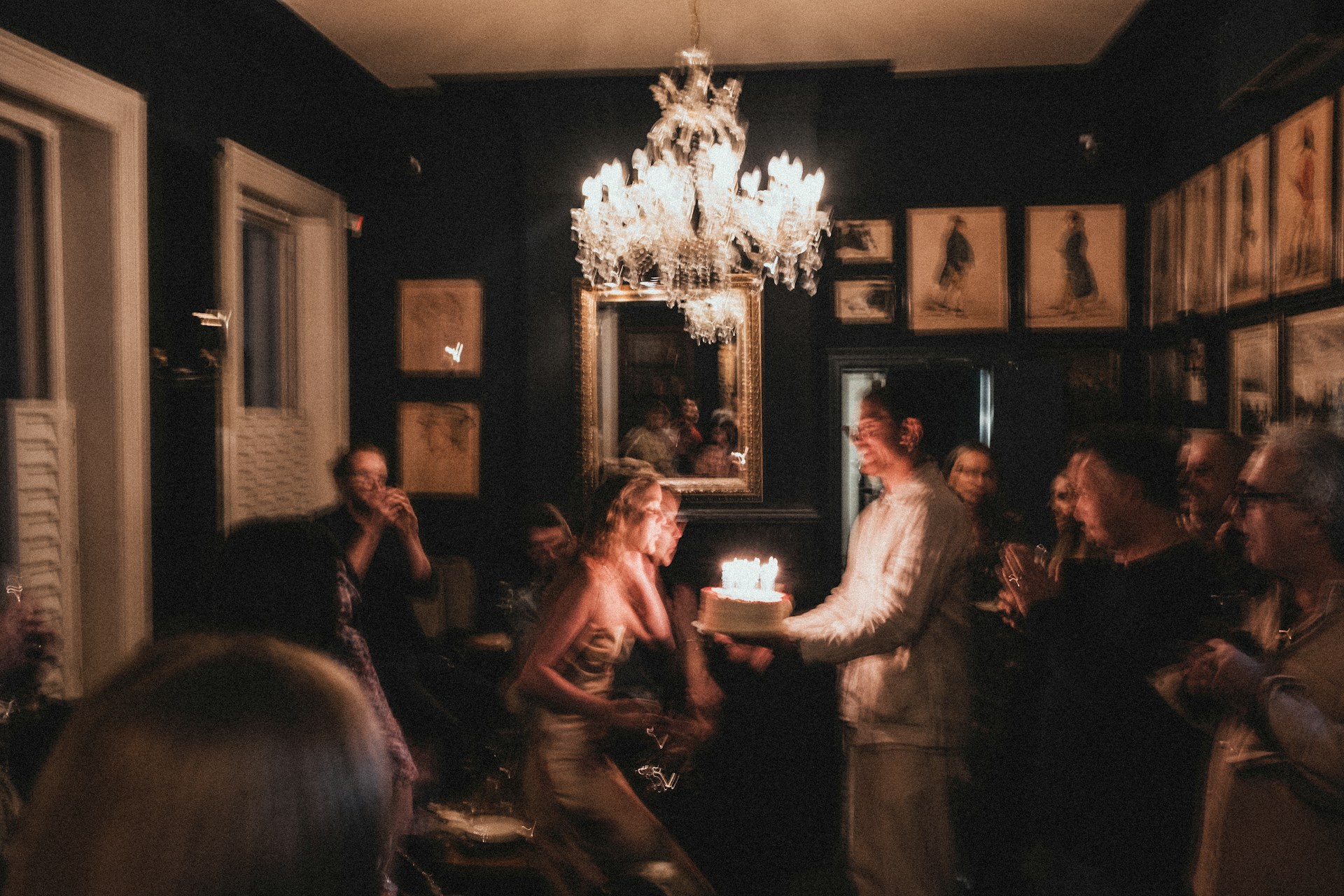 a group of people in a room