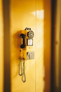 a telephone on a wall