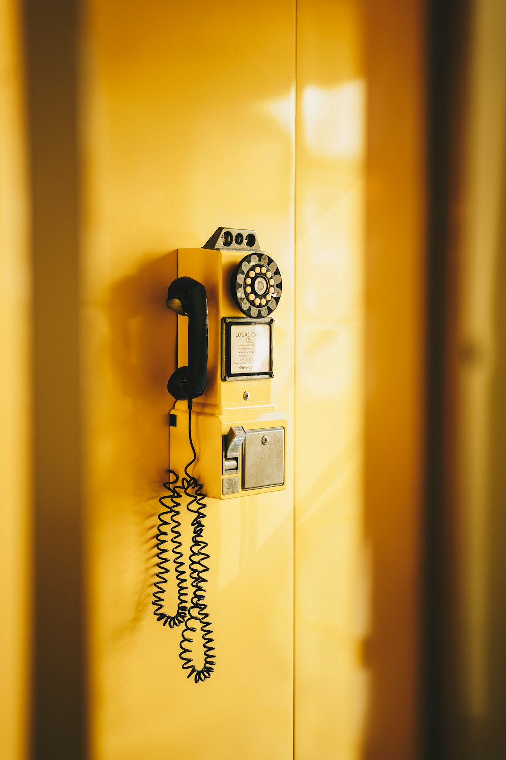 a telephone on a wall