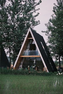 a house with a triangular roof