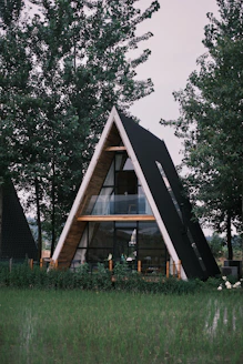 a house with a triangular roof
