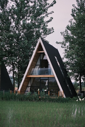 a house with a triangular roof