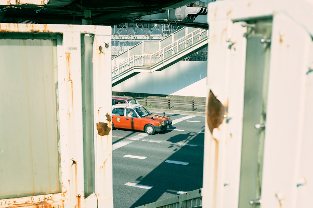 a car driving on a road