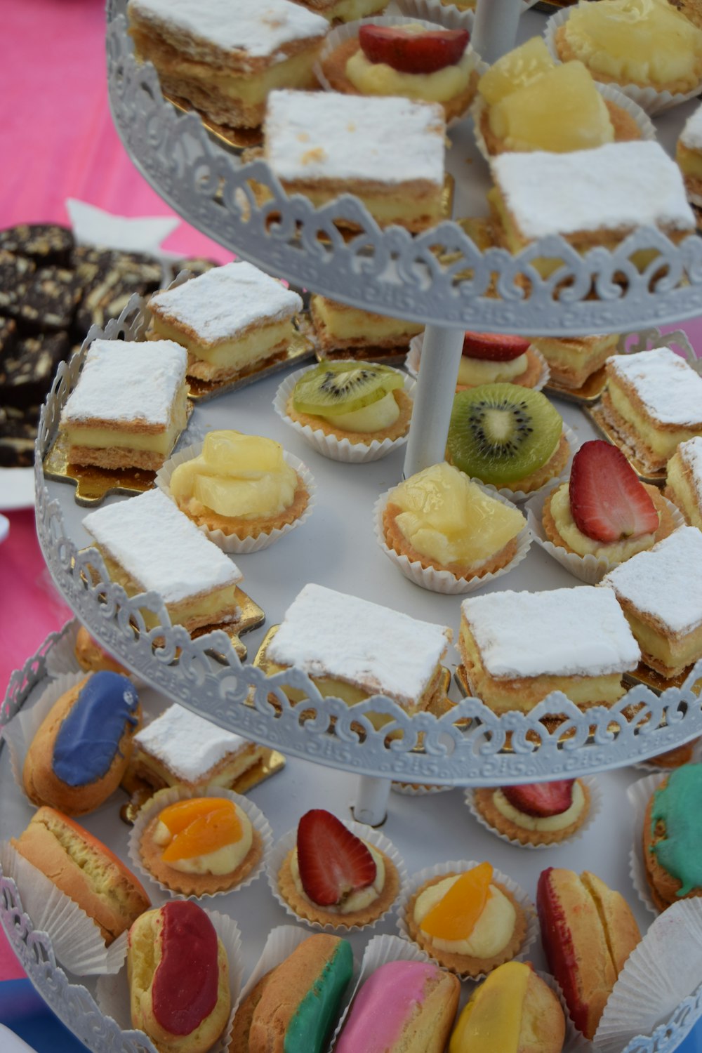 a tray of desserts