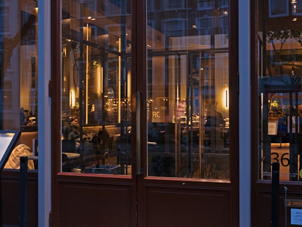 Warm, inviting interior of max with elegant lighting and comfortable seating