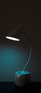 An elegant table lamp showcasing a sleek design in white.