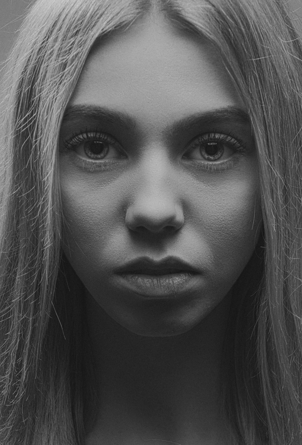 a woman with long hair