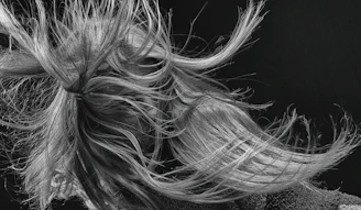 Artistic shot of hair flowing in the wind highlighting texture and movement