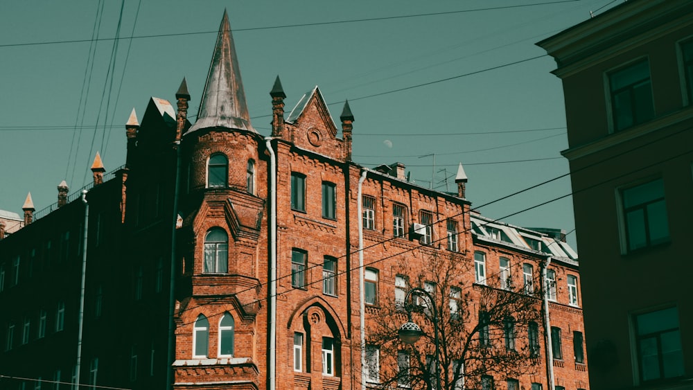 a brick building with a steeple