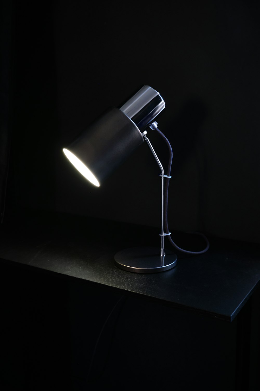 a lamp on a table