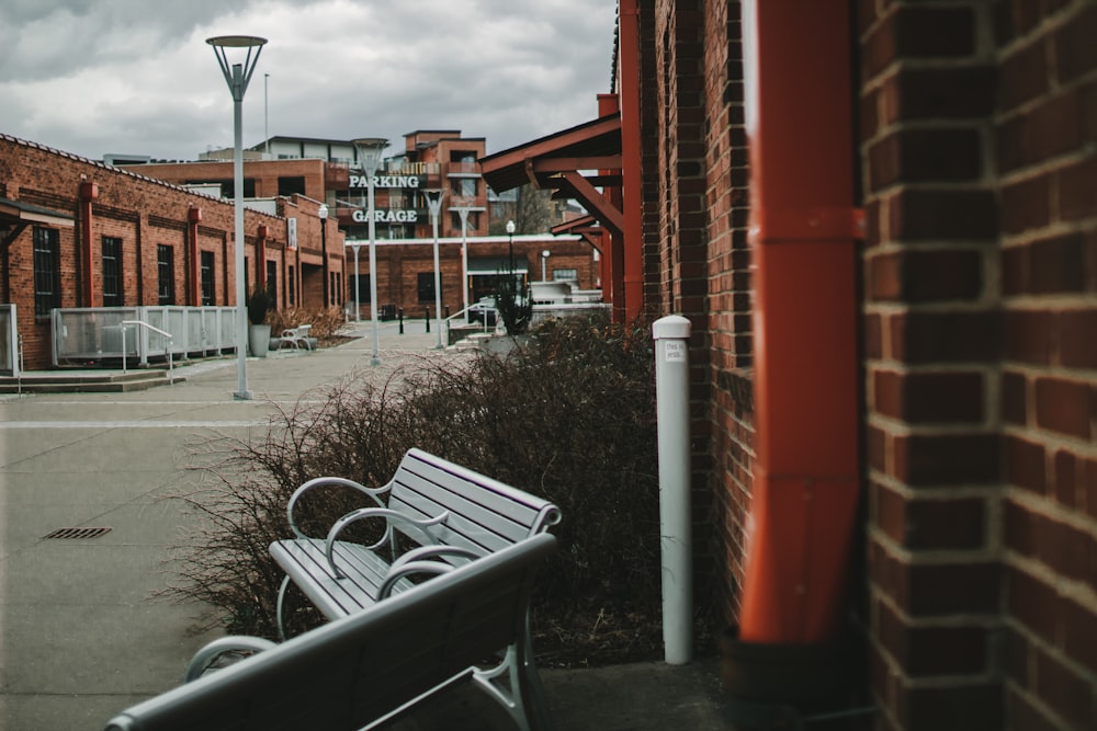 a bench sits unoccupied