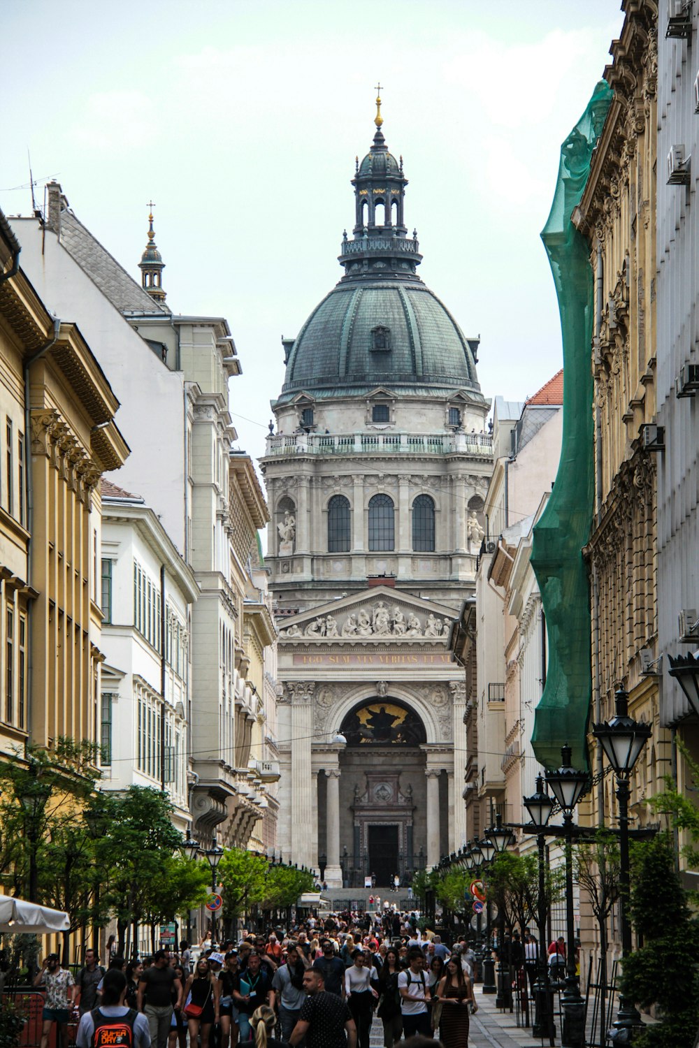 a crowd of people walking in Ettal Abbey