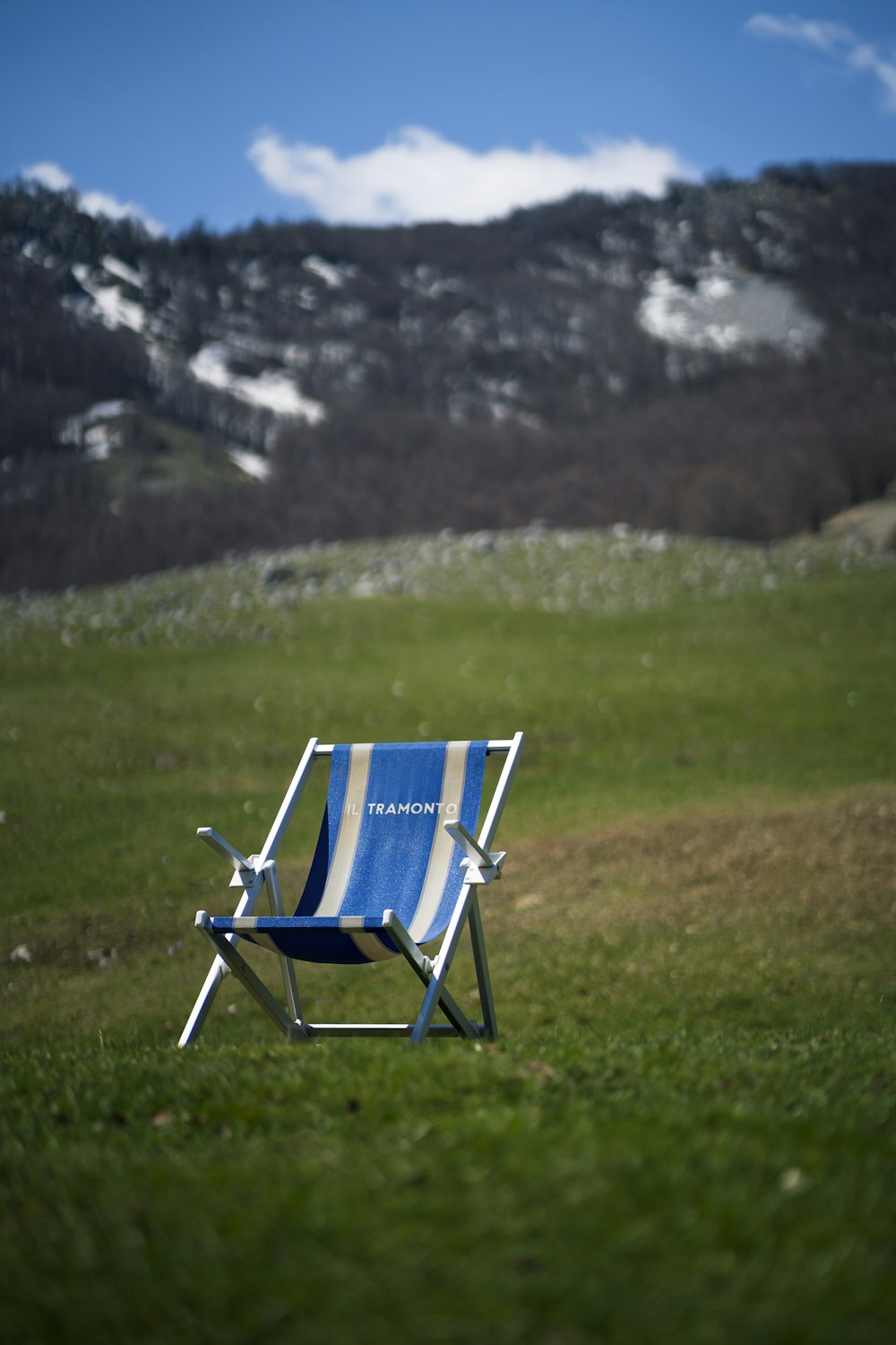 a chair in a grassy field