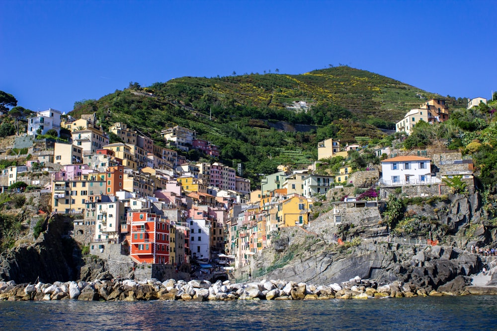 a hillside with houses and trees