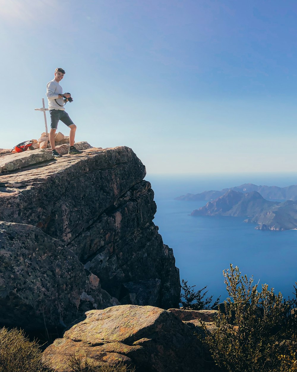 a man standing on a rock