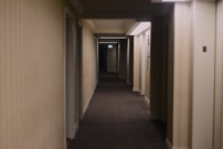 a hallway with doors