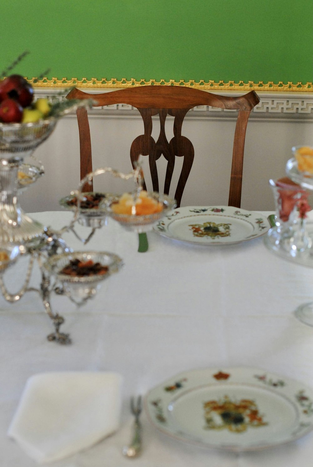 a table with plates and glasses