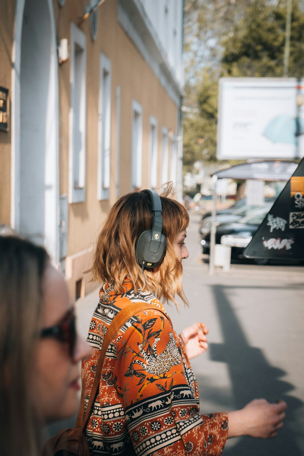 a woman wearing headphones