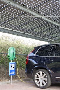 a car parked next to a parking meter