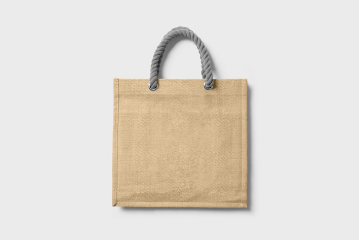 A stylish small tote bag in natural fabric, perfect for daily errands.