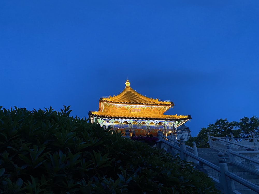 a building with a gold roof