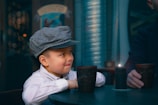 a baby wearing a hat