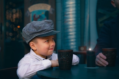 a baby wearing a hat