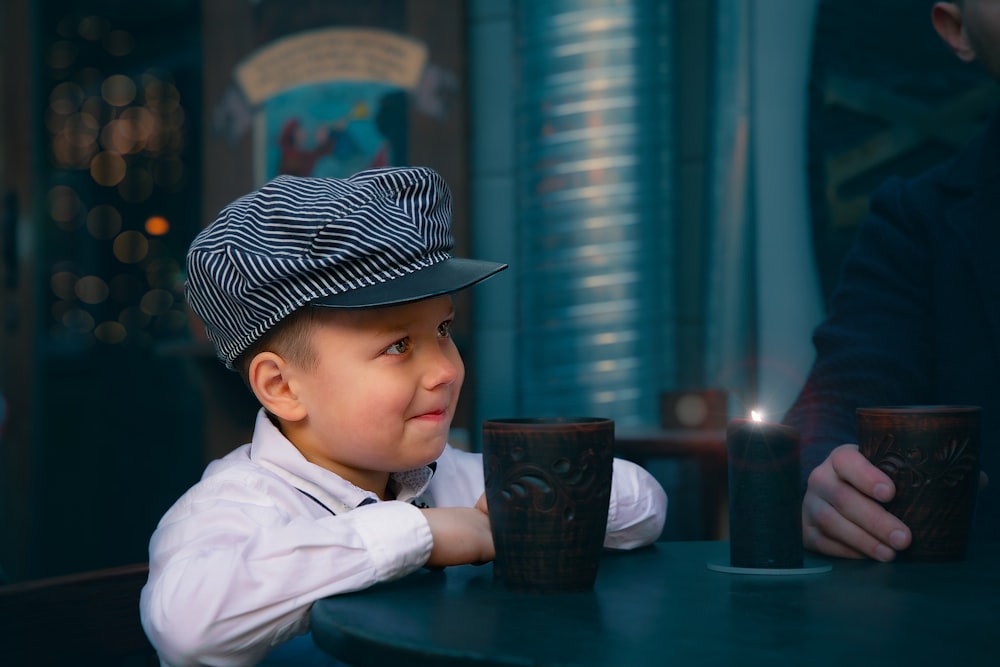 a baby wearing a hat