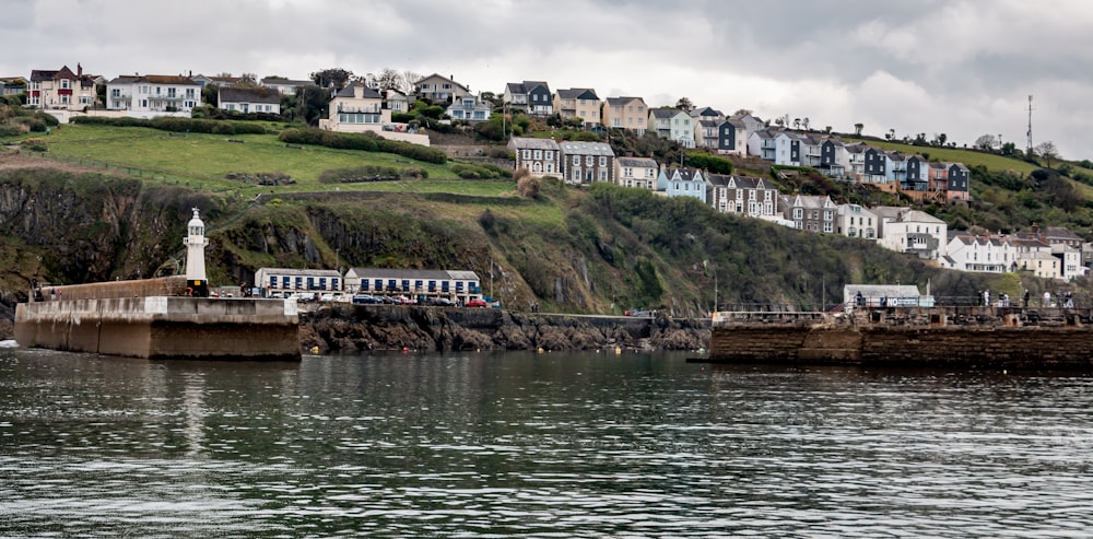 a body of water with buildings on the side