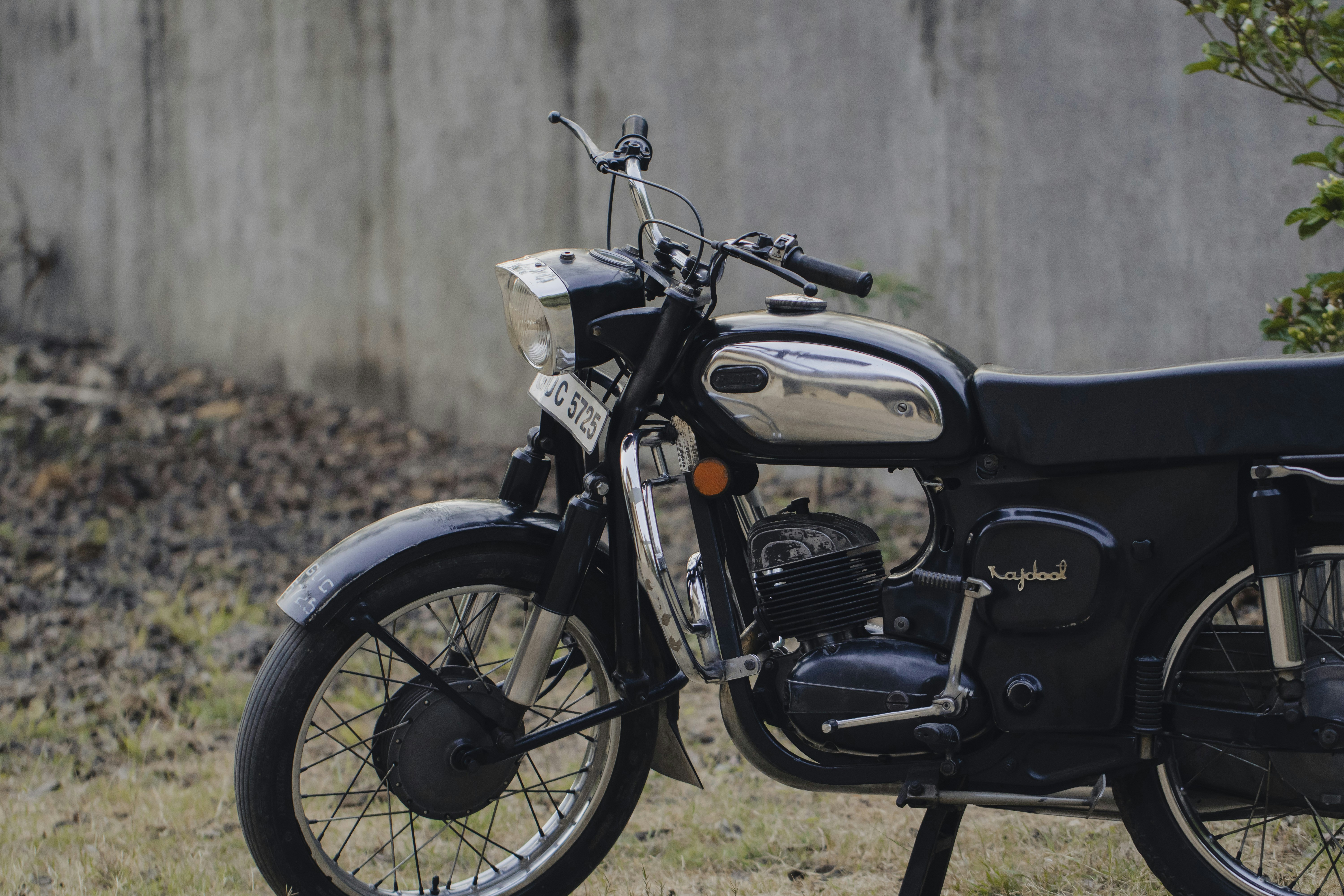 a motorcycle parked on grass
