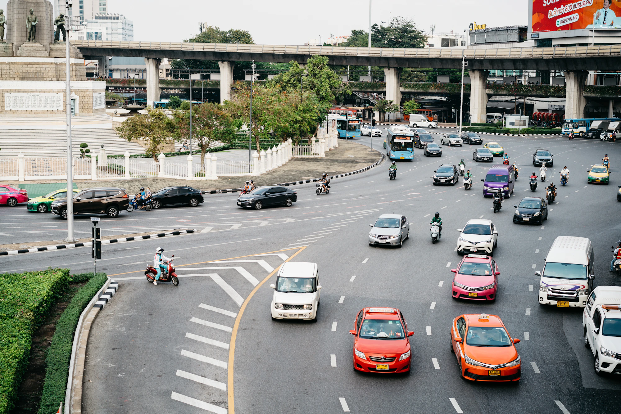 A foreign driver on a road in Thailand