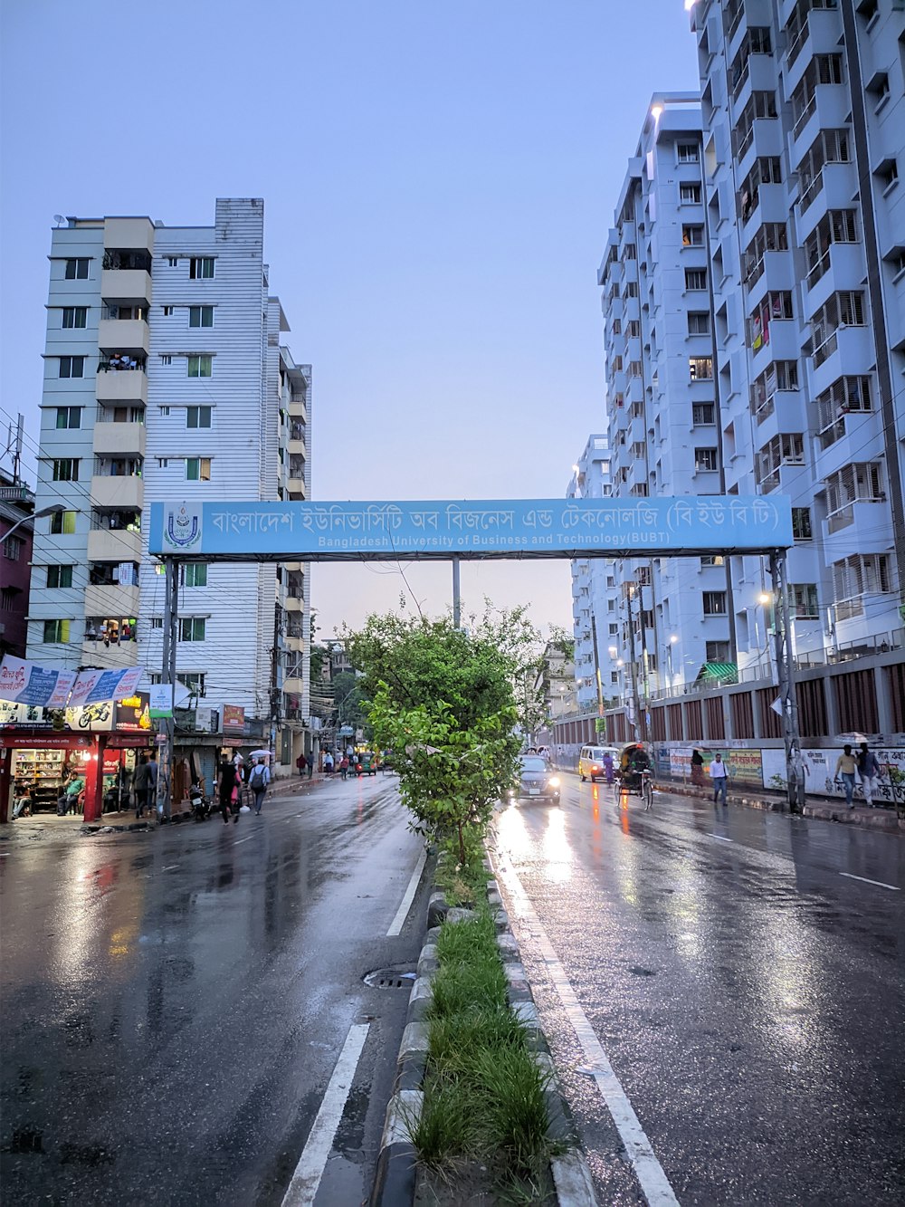 a street with buildings on either side