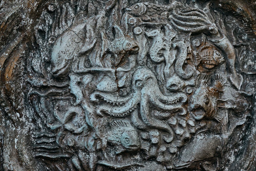 a carving of a man and a woman