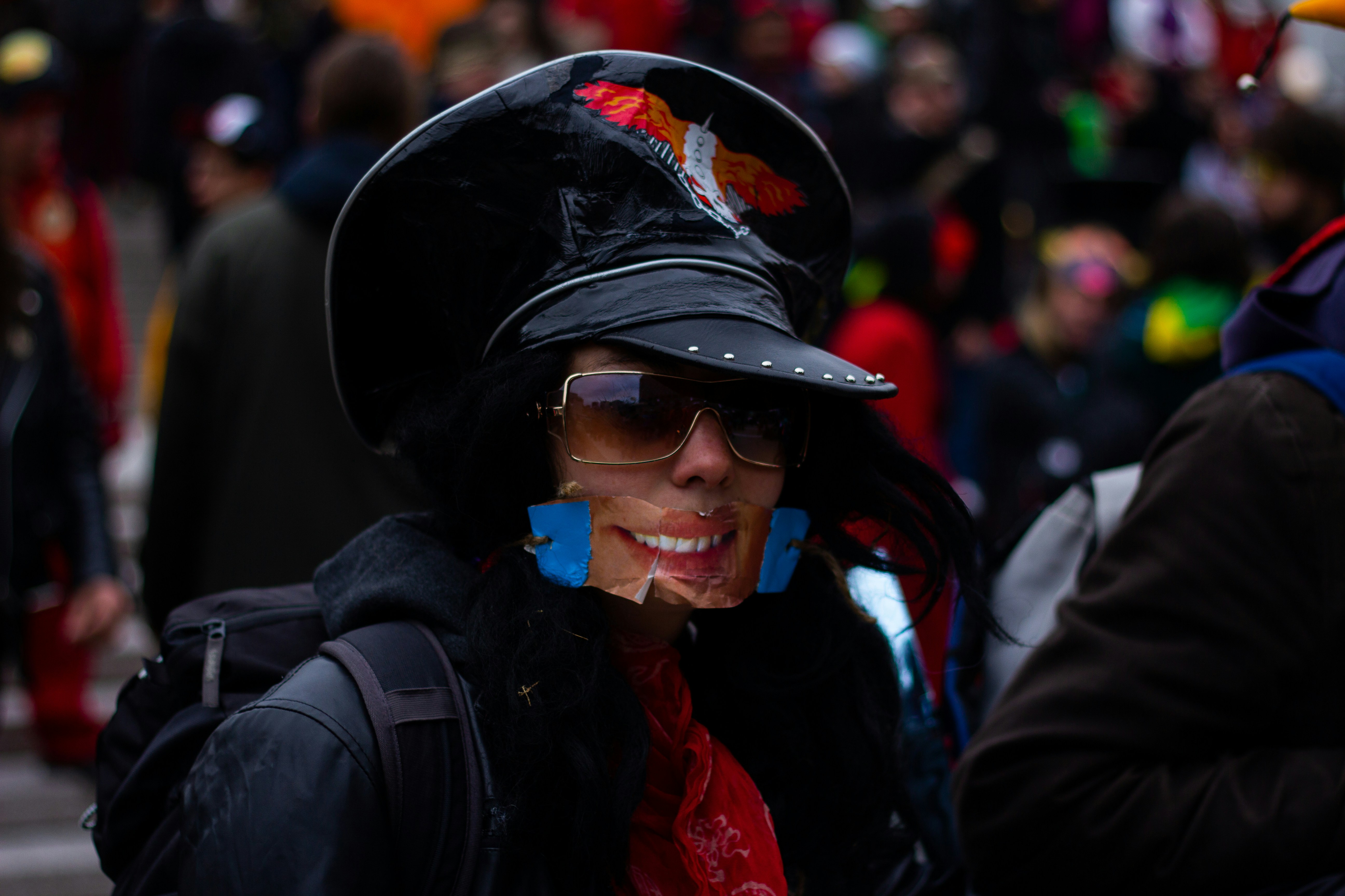 a person wearing a helmet and sunglasses