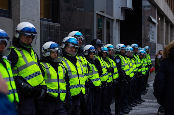 a group of people wearing helmets