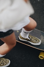a person is riding a skateboard