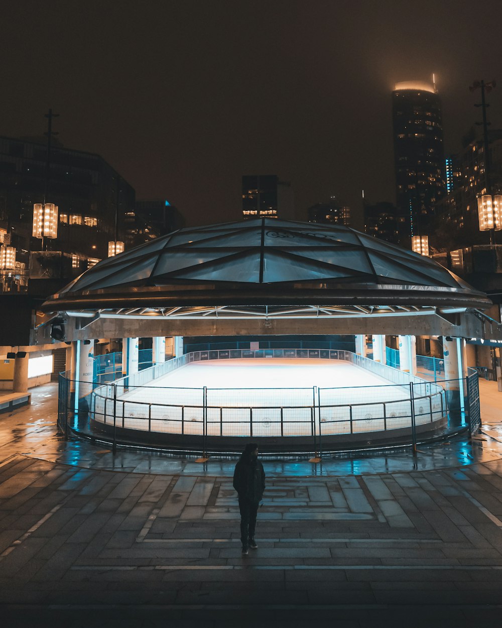 a person standing outside a building