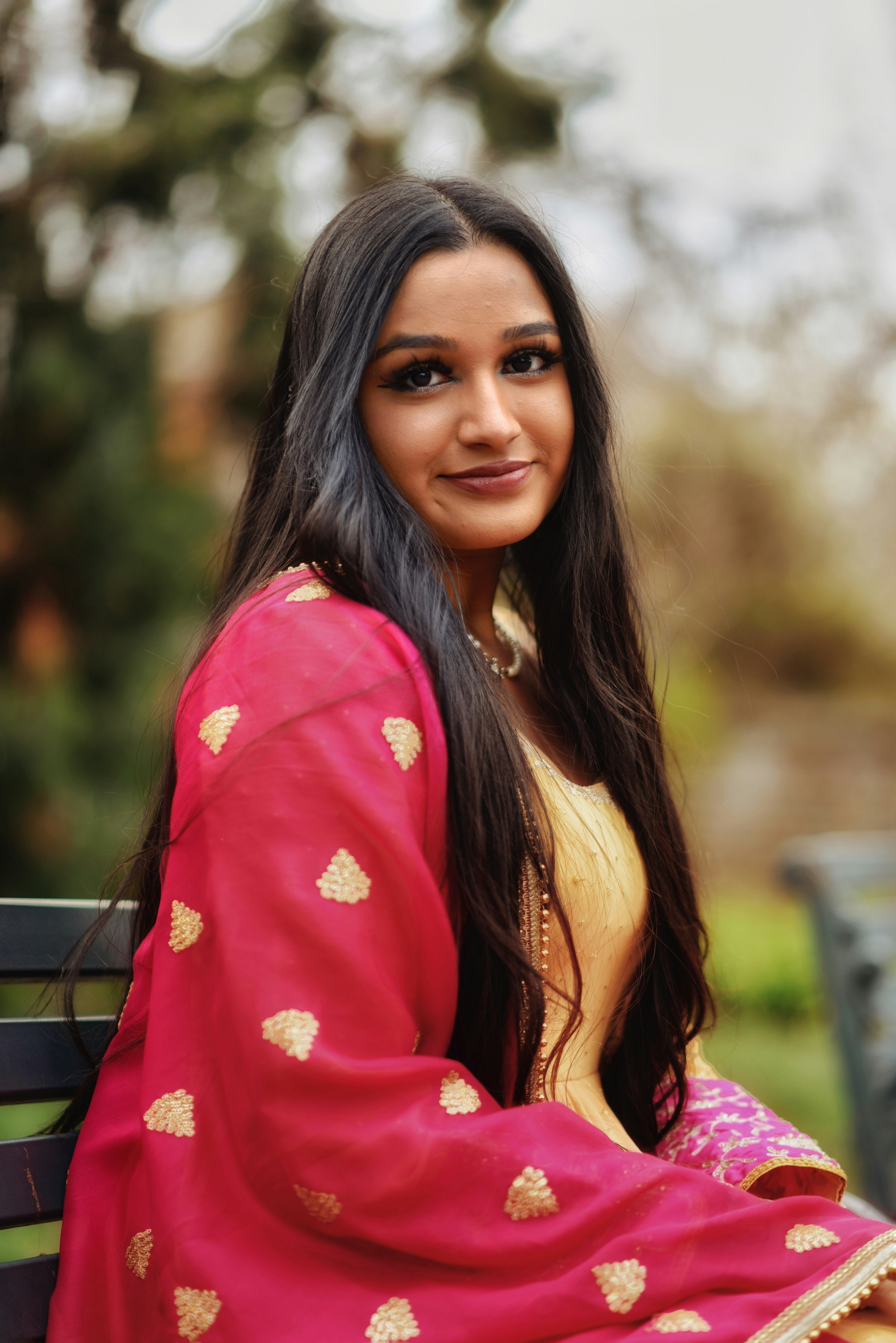 a woman in a red dress