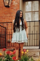 a woman in a dress