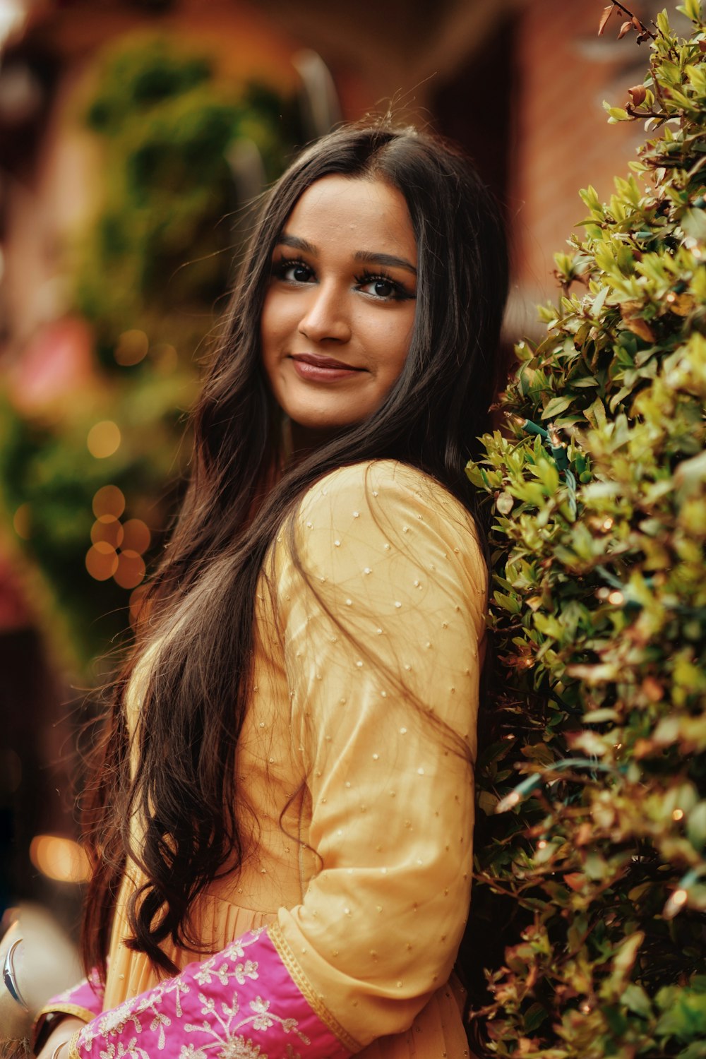 a woman with long hair